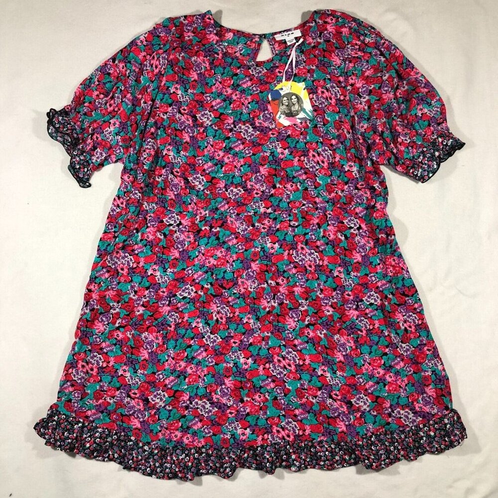 RIXO Dress Women 20W/22W Pink Floral Mixed Print Tie Back PPR-118 Target NEW $40